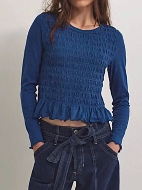 Free People Tops - NEW Free People Smocked We The Free Sylvie Long Sleeve Shirt Top